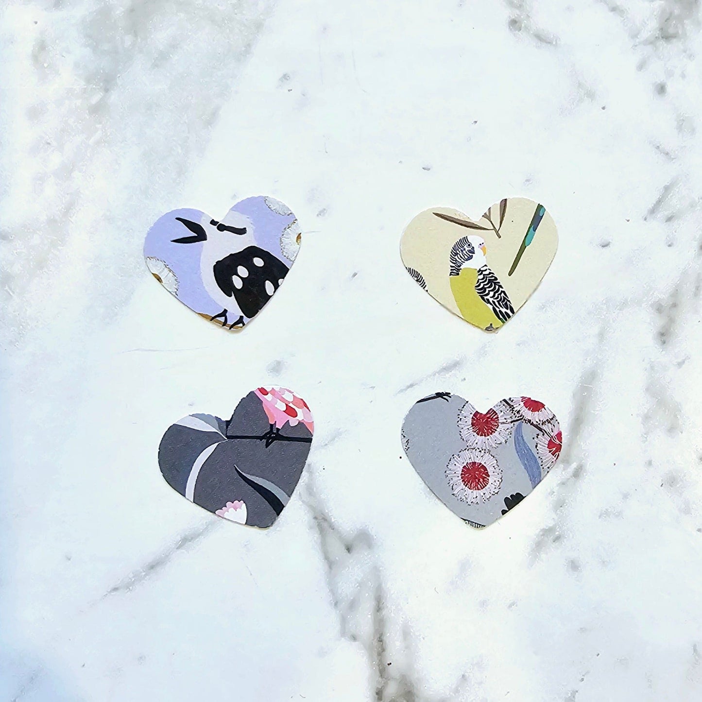 Australian Birds and Flowers Paper hearts