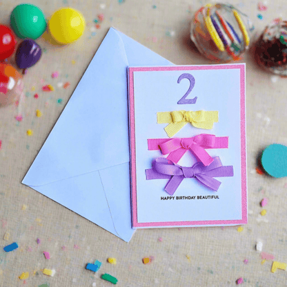 birthday card with bows