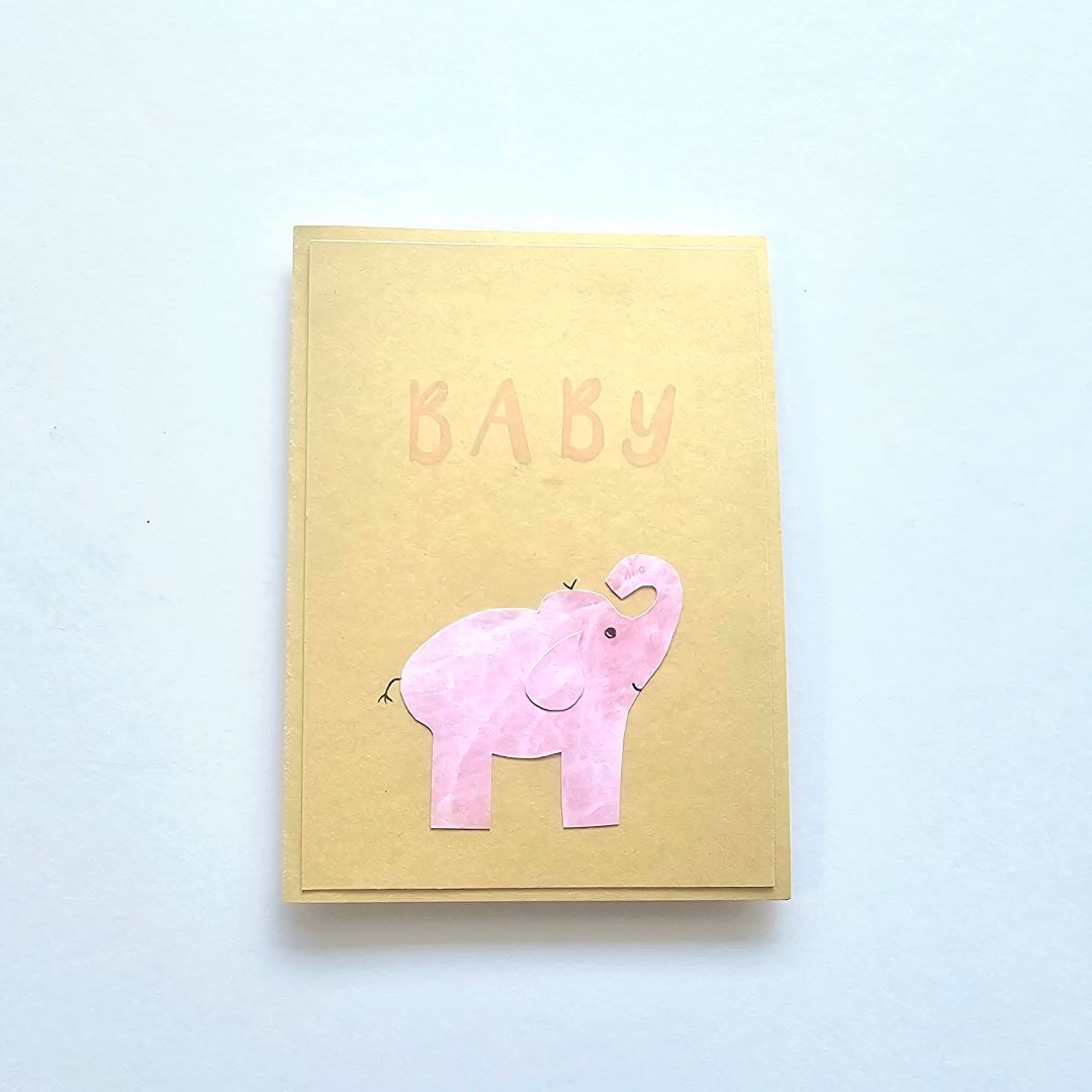 Pink Baby Elephant Card