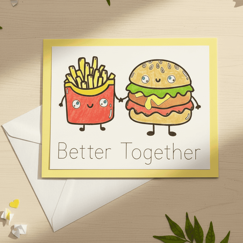 Burger and Fries Love Card