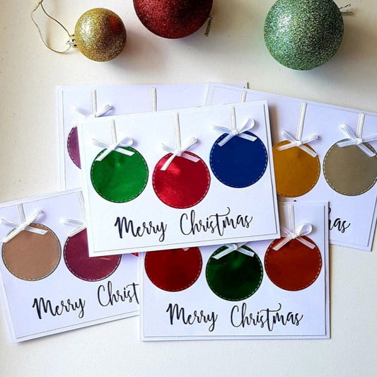 Pack of Five Bauble Christmas Cards