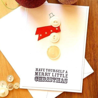 Snowman Button Christmas Card