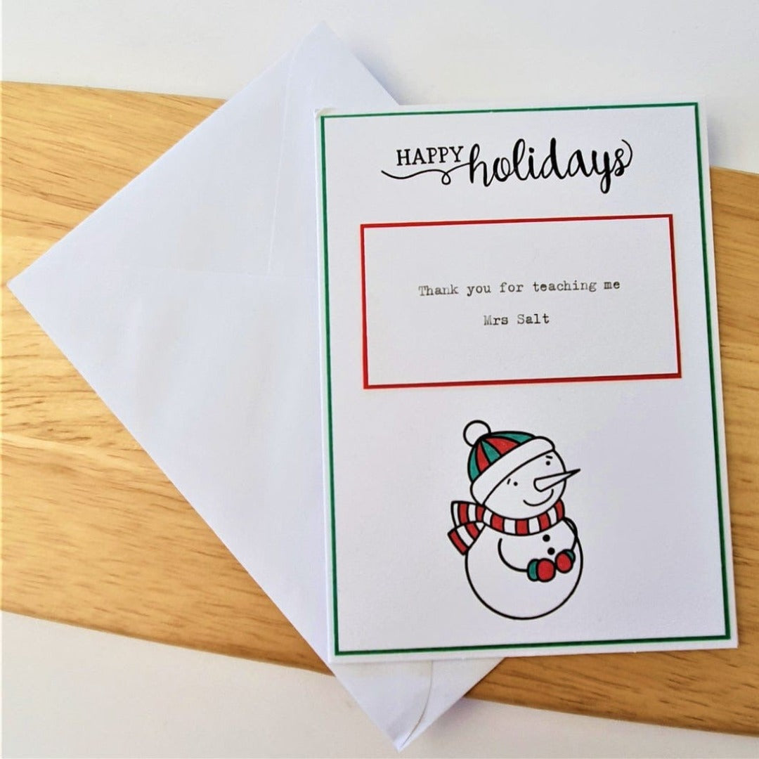 Teacher Christmas Card - Personalised