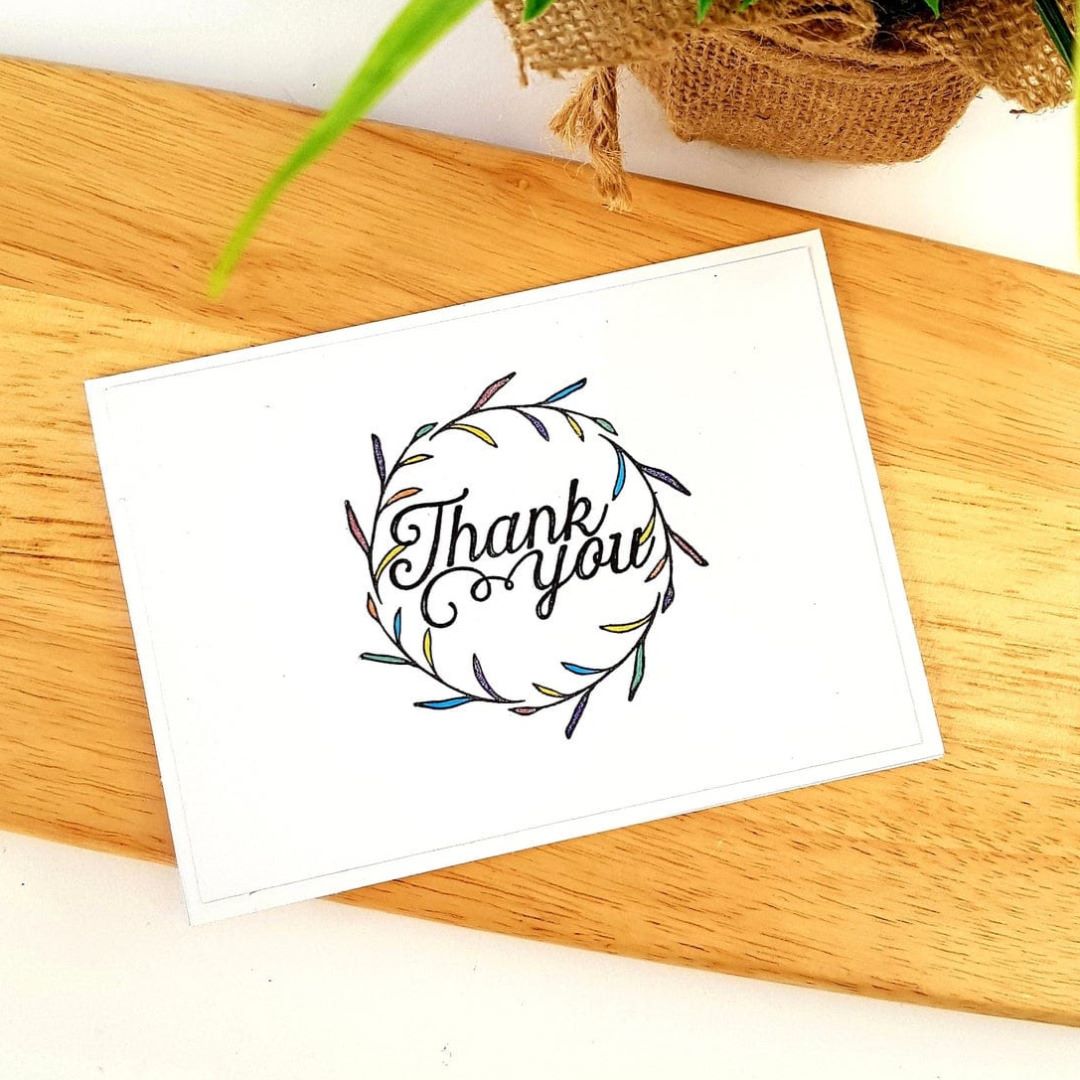 Rainbow Wreath Thank You Card